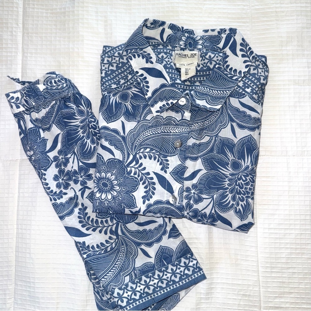 Rachel Zoe Blue Floral 100% Cotton Set